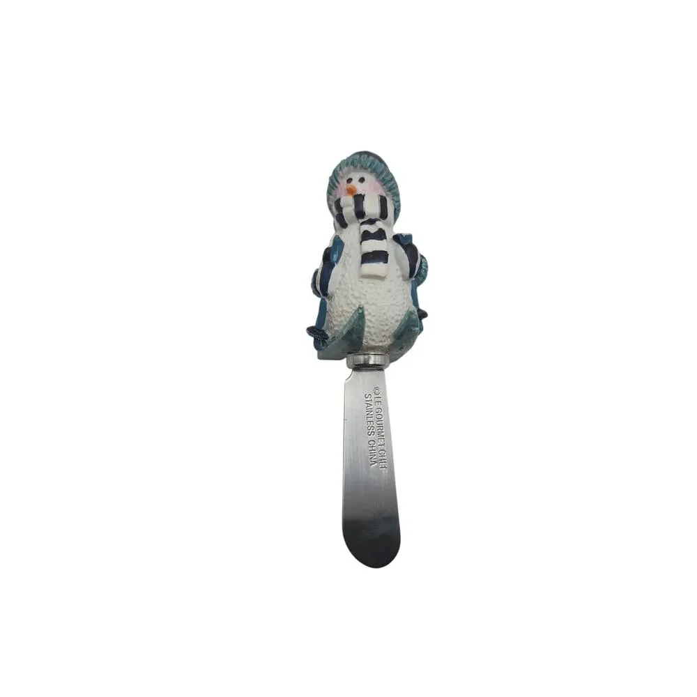 Le Gourmet Chef Snowman Cheese Spreader Christmas Holiday Resin Handle Stainless